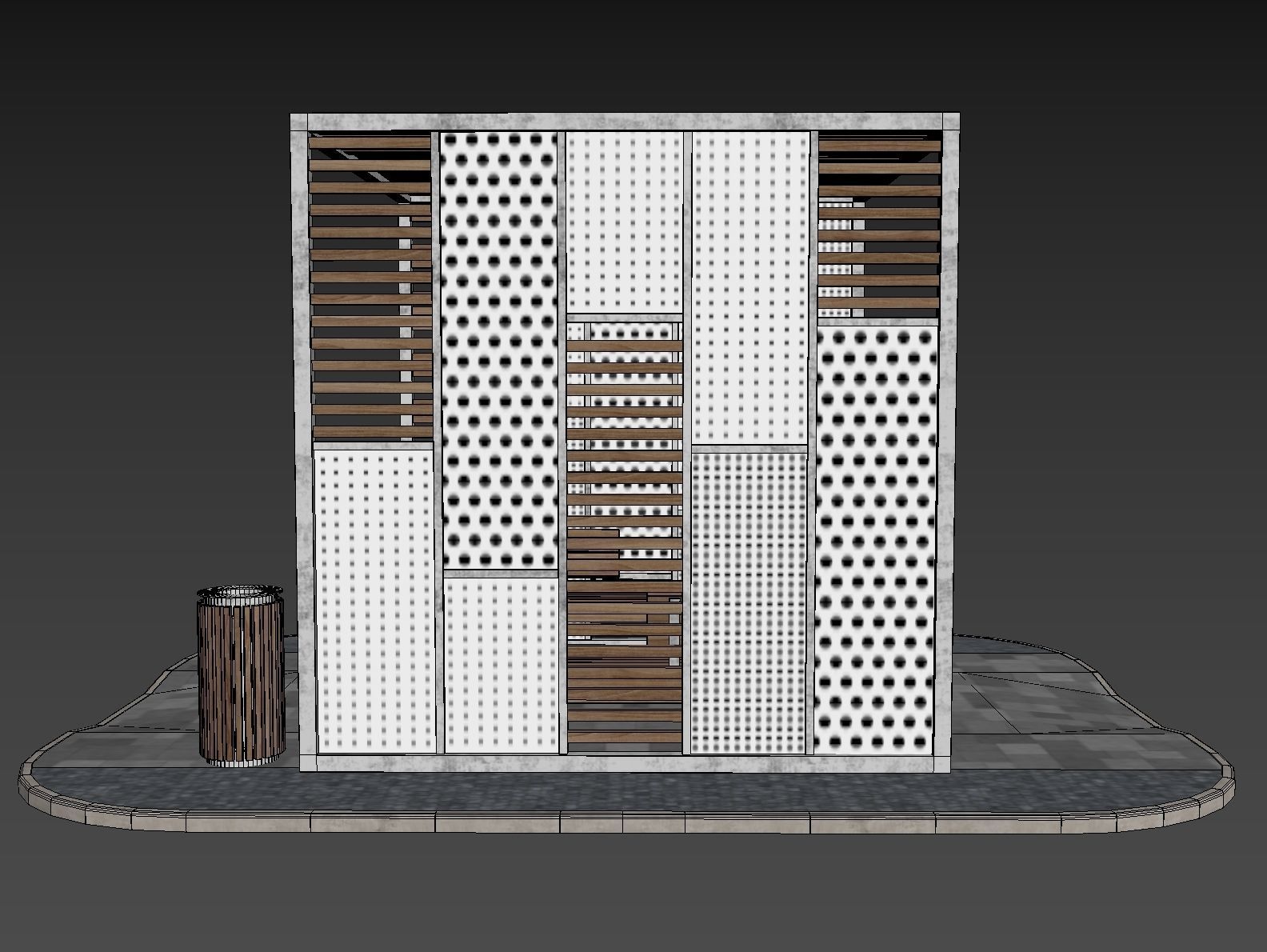 Set of pergolas and gazebos with benches 3D model_24