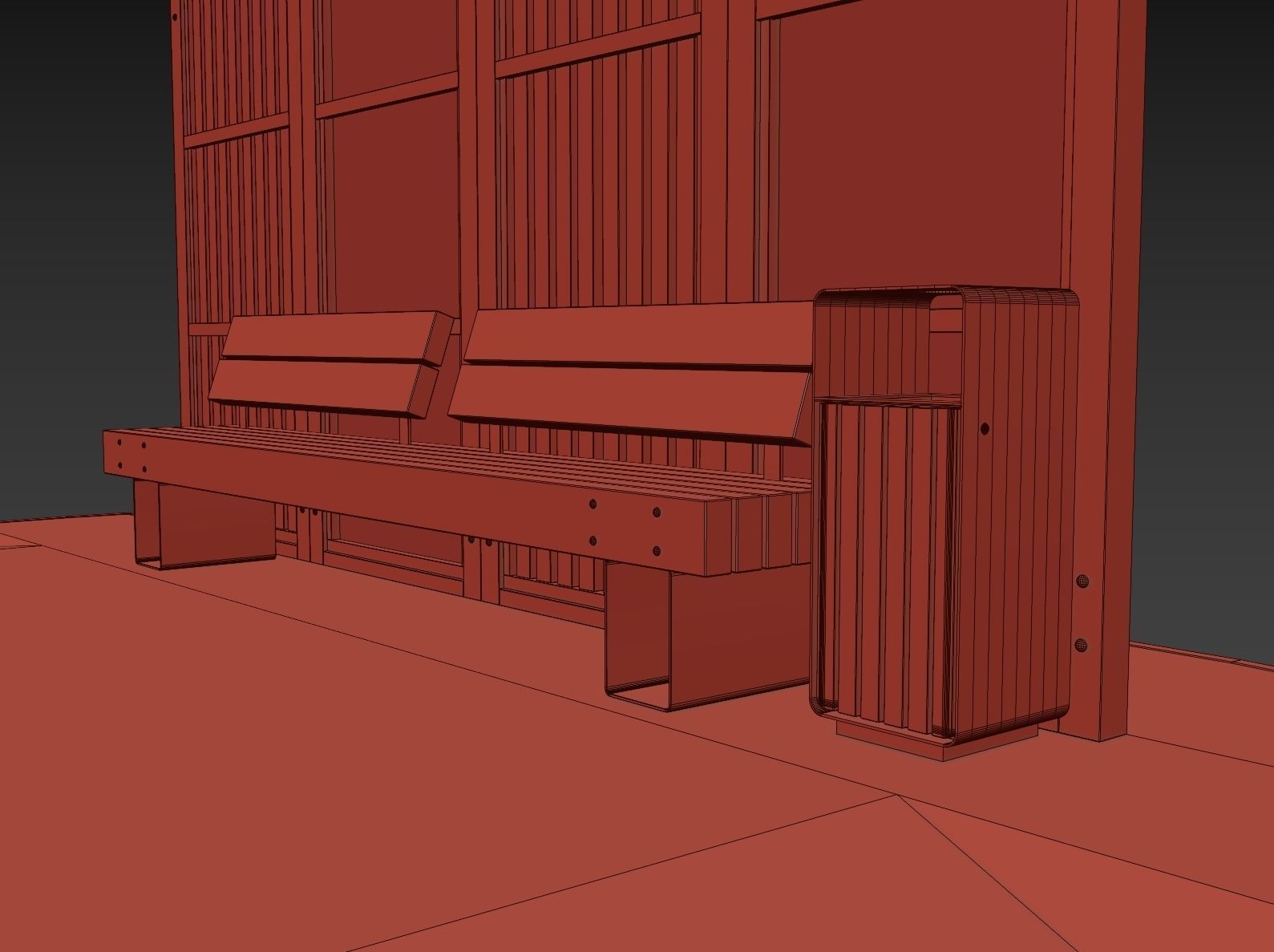 Set of pergolas and gazebos with benches 3D model_39