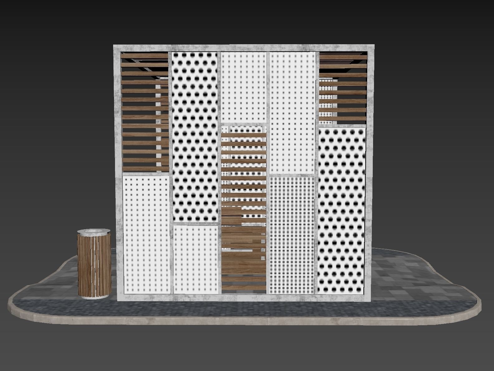Set of pergolas and gazebos with benches 3D model_14