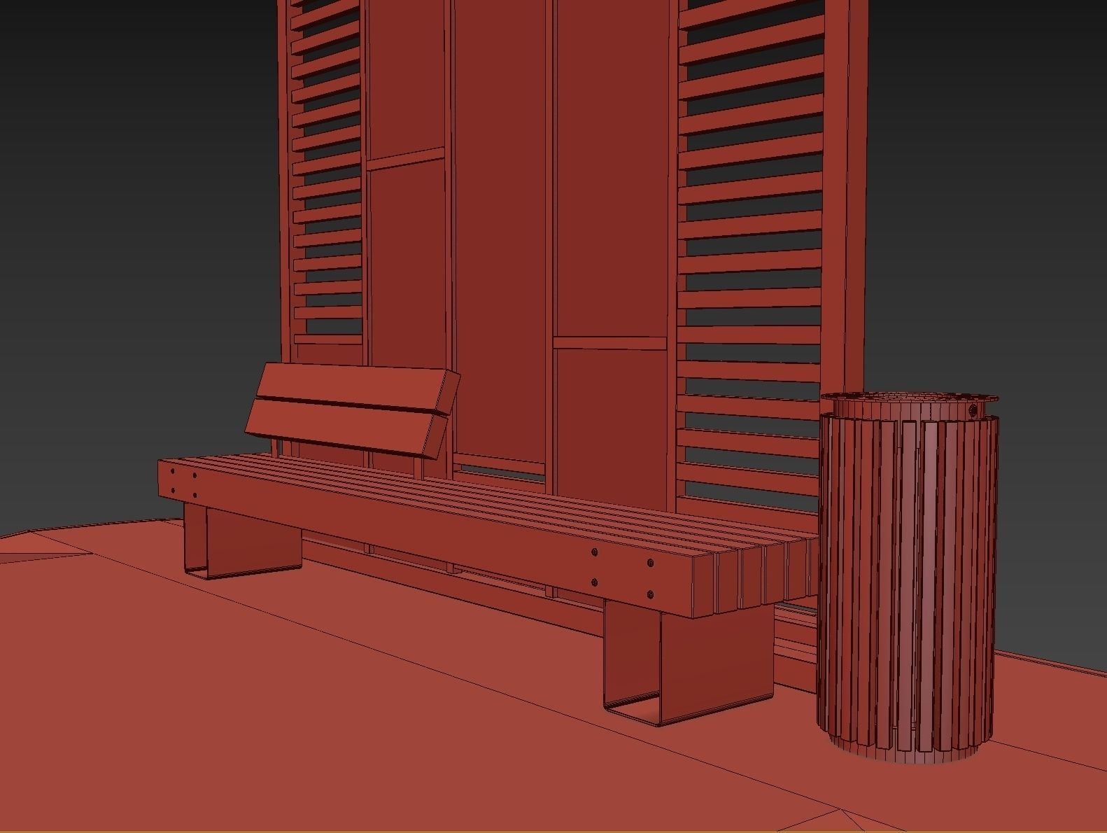 Set of pergolas and gazebos with benches 3D model_46