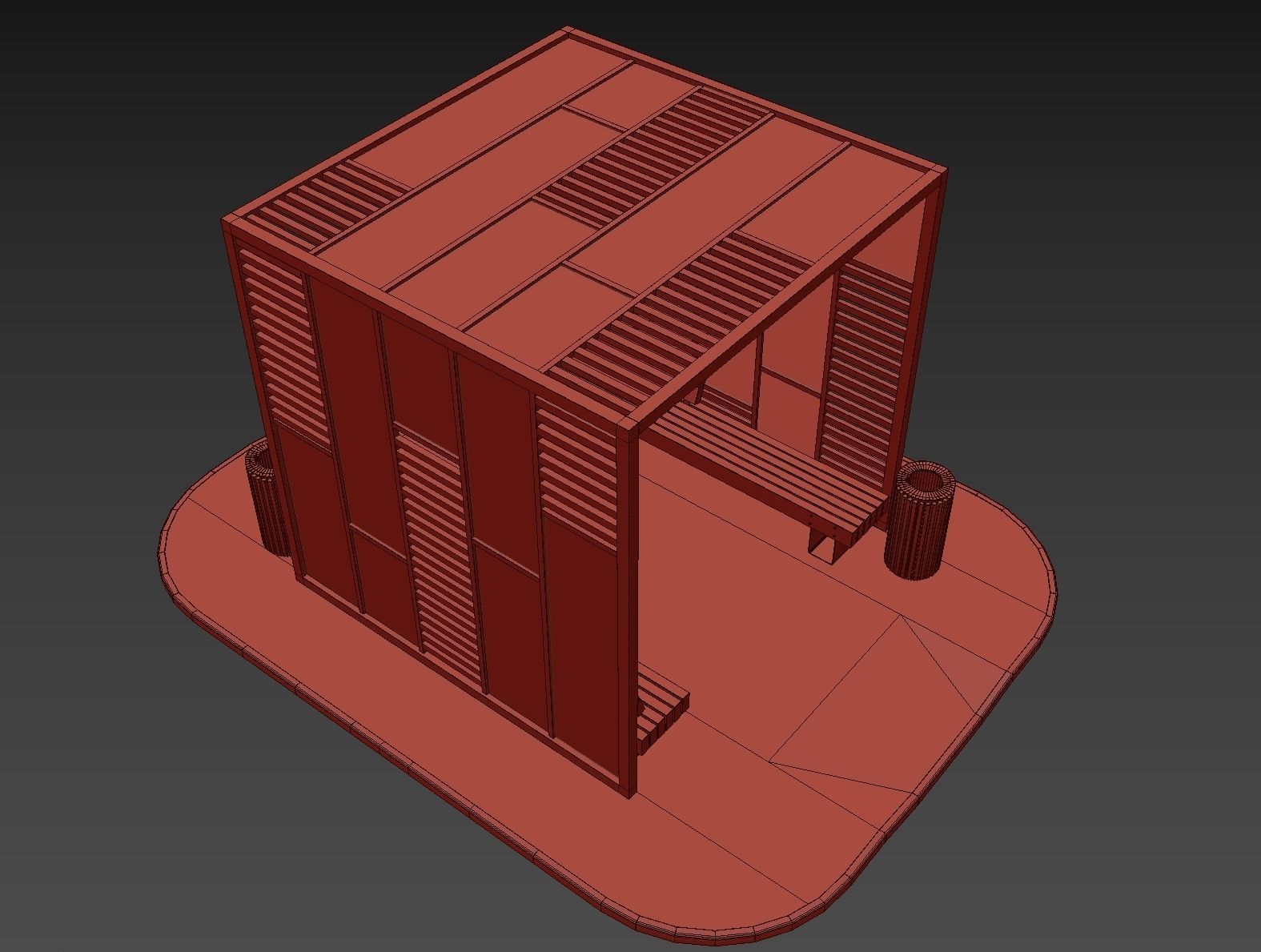Set of pergolas and gazebos with benches 3D model_43