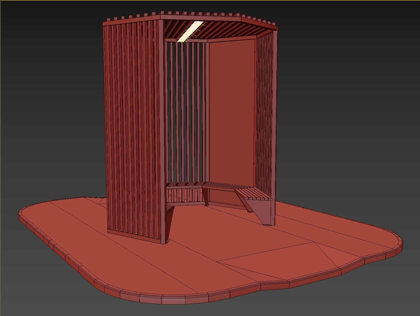 Set of pergolas and gazebos with benches 3D model_52