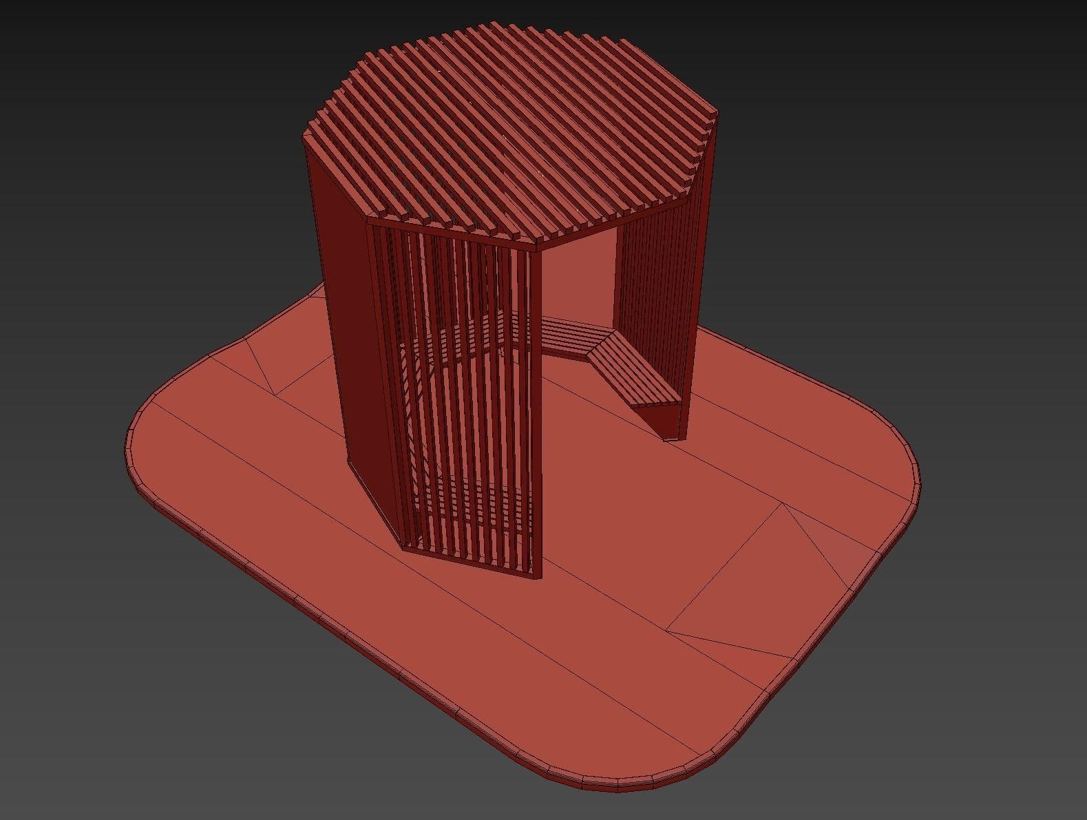 Set of pergolas and gazebos with benches 3D model_45