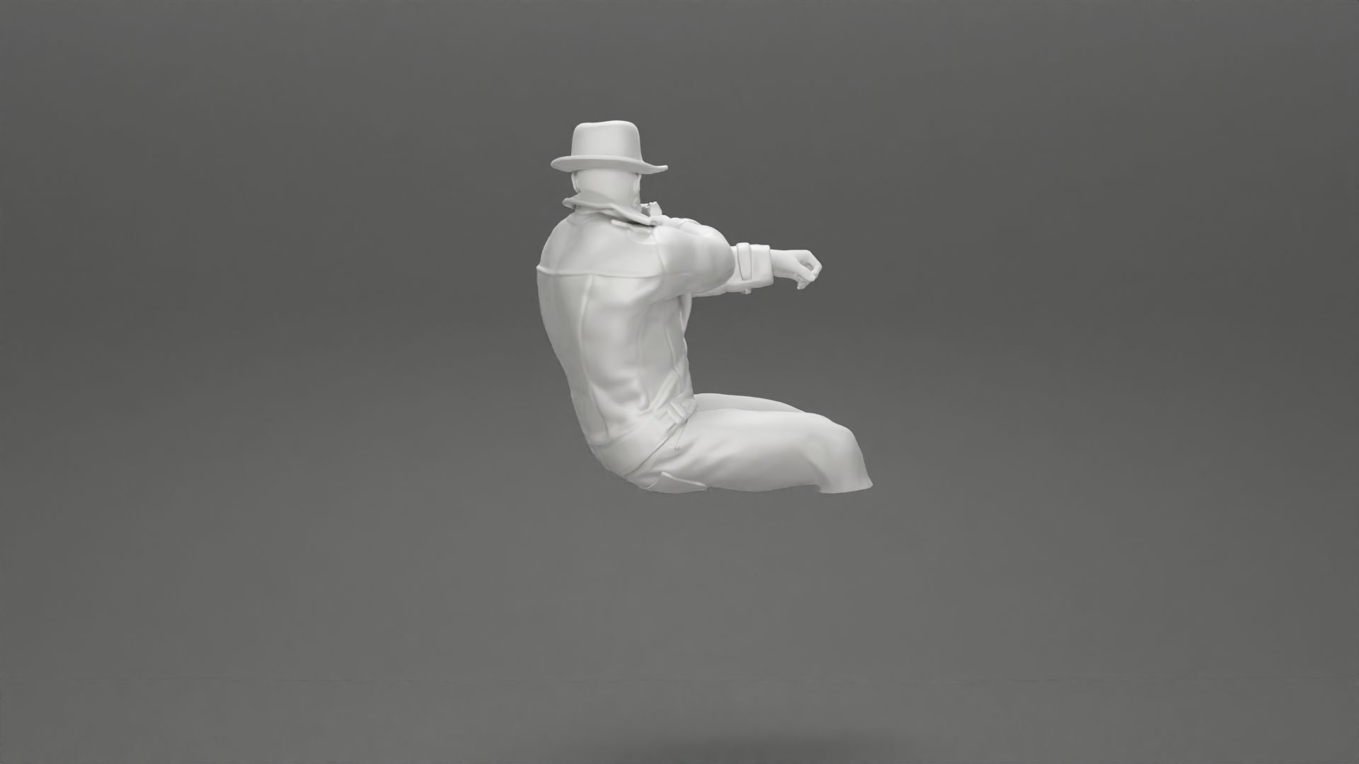 Gangster in hat driving a car and holding gun 3D print model_34