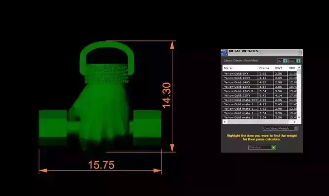 Dumbell Barbell Weightlifting Fitness GOLD PENDANT