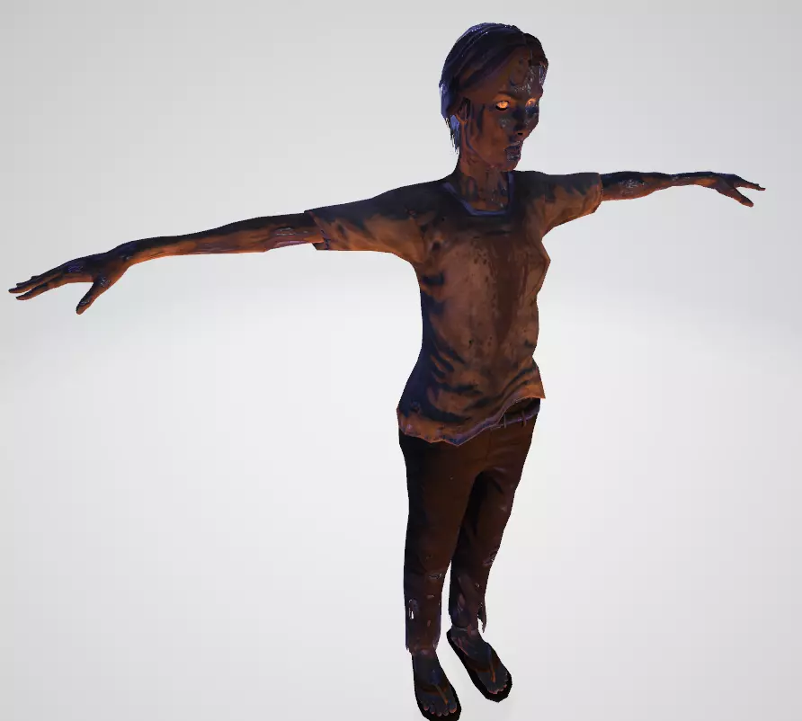 garota zumbi generica Free low-poly 3D model_0