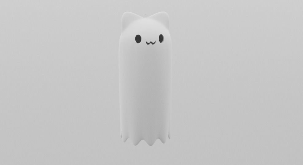 Cute Cat and Bunny Ghost Keychain 3D print model_2