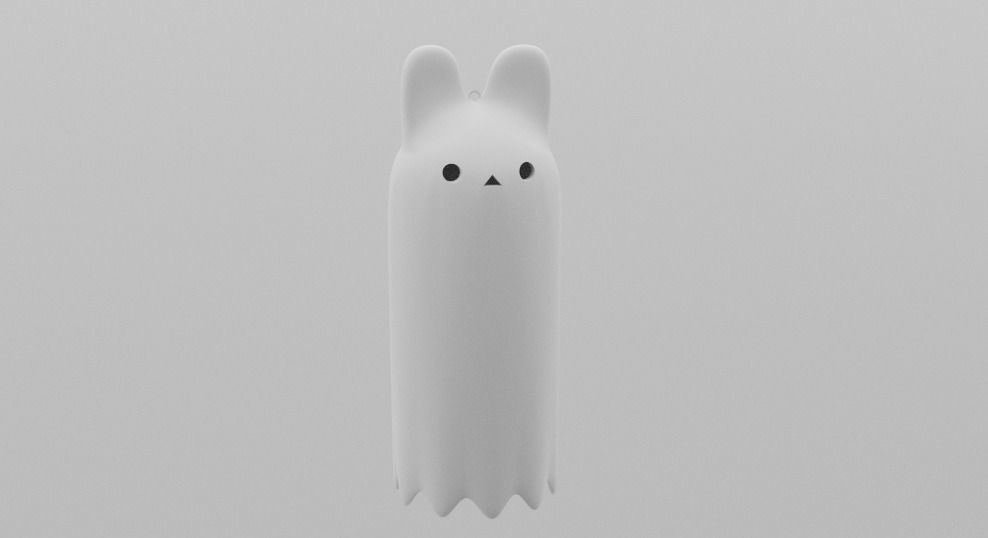 Cute Cat and Bunny Ghost Keychain 3D print model_1