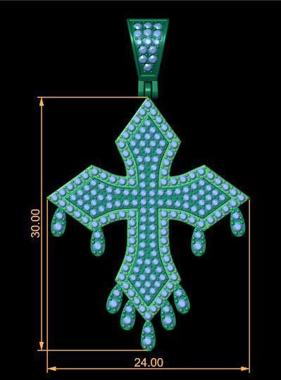 Drip Cross Pendent 3d Model and Render  3D print model_11