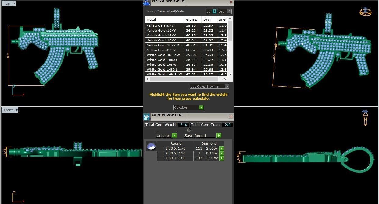 Fancy Gun Pendent 3d Model and Render Detail 3D print model_10