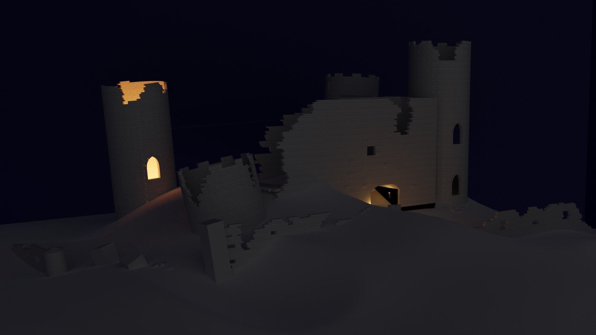Broken Castle Low-poly 3D model_3