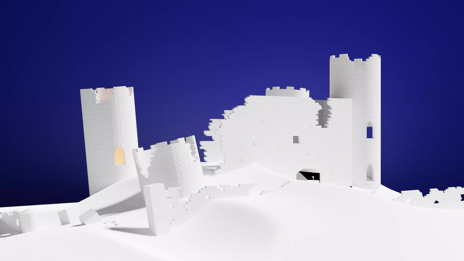 Broken Castle Low-poly 3D model_0