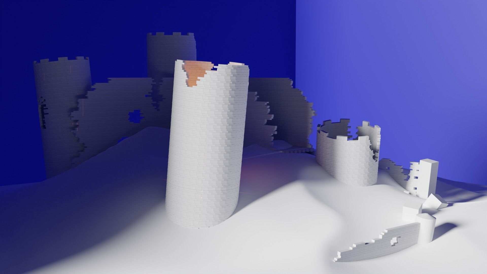Broken Castle Low-poly 3D model_1