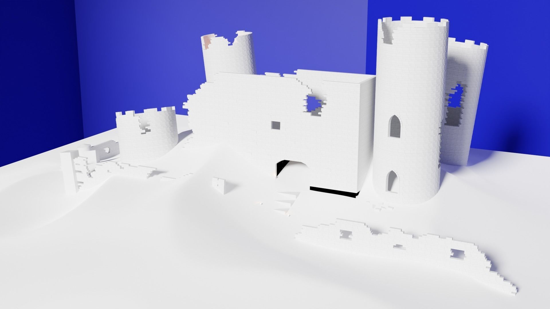 Broken Castle Low-poly 3D model_2