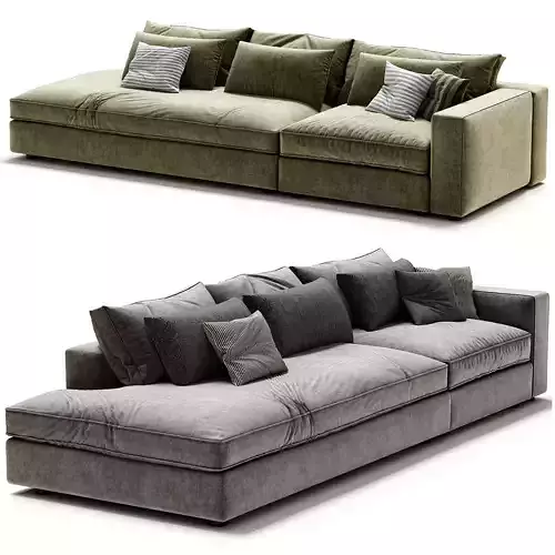 Bloor 2 Piece Sectional Bumper LAF Chess Pewter