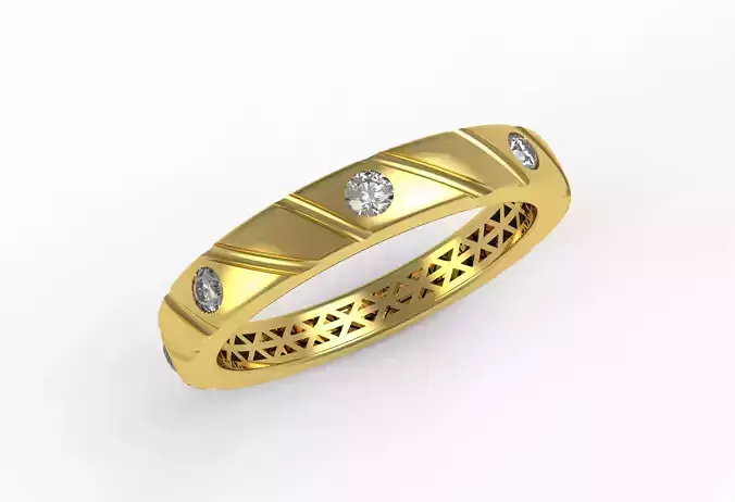 Beautiful Engraved Flush Diamond Setting Engagement Ring