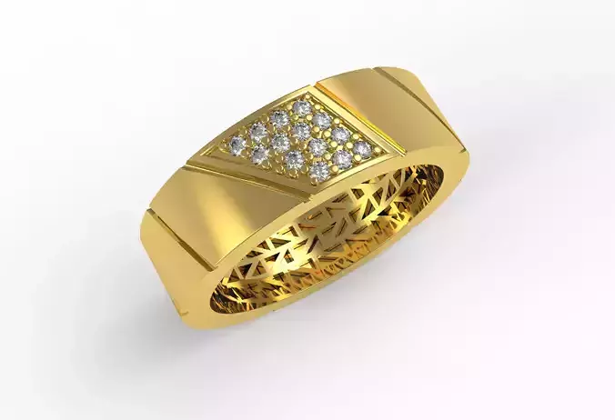 Simple Pave Diamond Set Wedding Band for Men