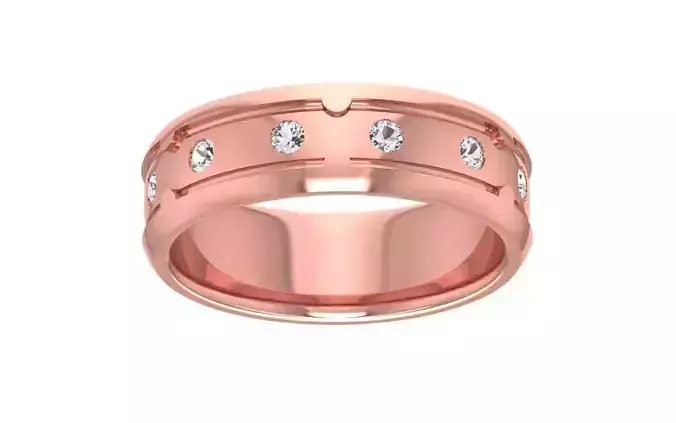 Round Diamond Wedding Band 3dm STL OBJ FBX Render Details