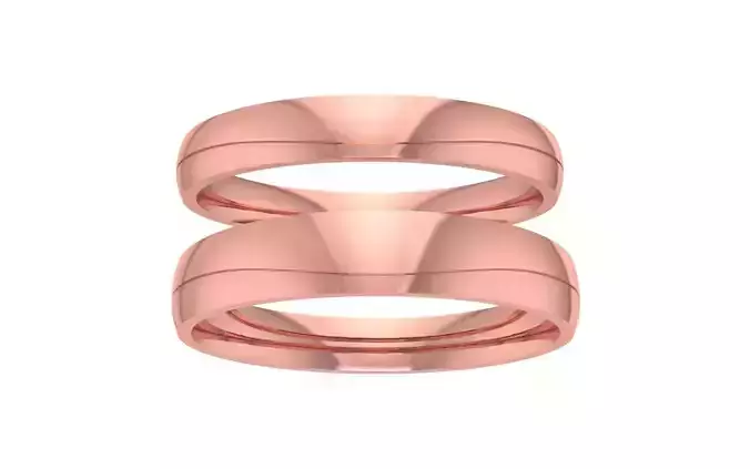 Dome Shape Plain Gold Couple  Wedding Band 3dm STL OBJ FBX 