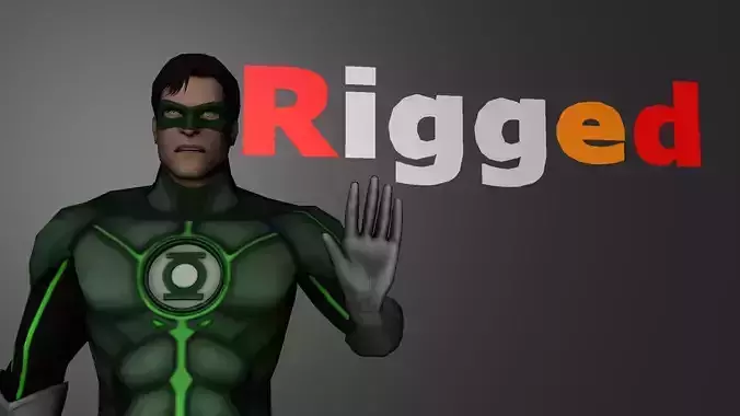 Green Lantern Injustice God Among Us Rigged Low-poly 3D model