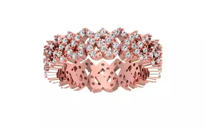 Round Diamond Heart Shape Wedding Band 3dm STL OBJ FBX Render 