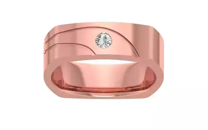 Square Shape Round Cut Wedding Band 3dm STL OBJ FBX Render 
