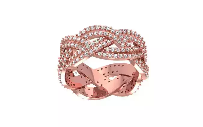 Twisted Round Diamond Wedding Band 3dm STL OBJ FBX Render 