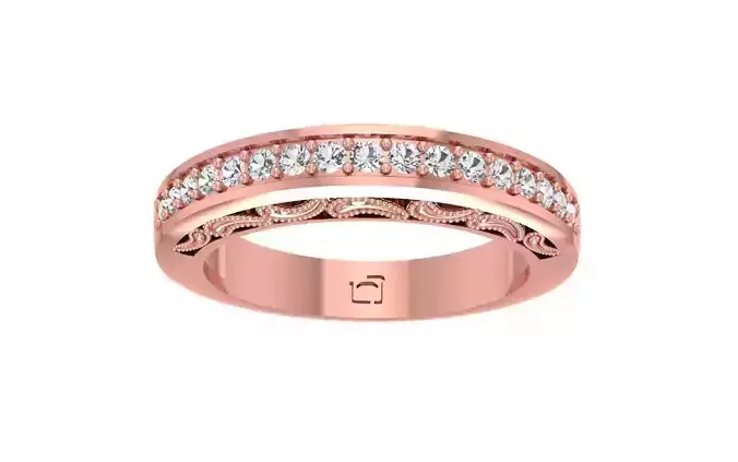 Round Diamond Women Wedding Band 3dm STL OBJ FBX Render Details