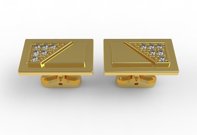 Square Diamond Plated Cufflink 3D print model
