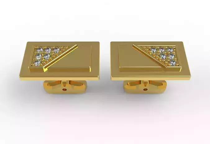Square Diamond Plated Cufflink