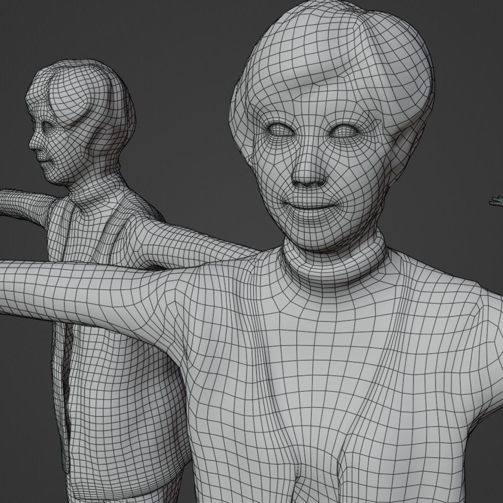 Asian old woman 200 Uta Low-poly 3D model_4