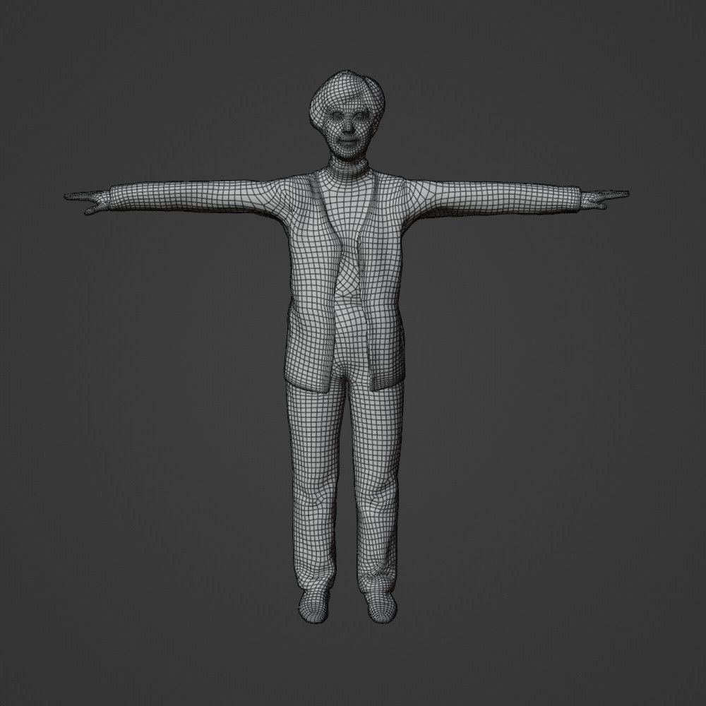 Asian old woman 200 Uta Low-poly 3D model_1