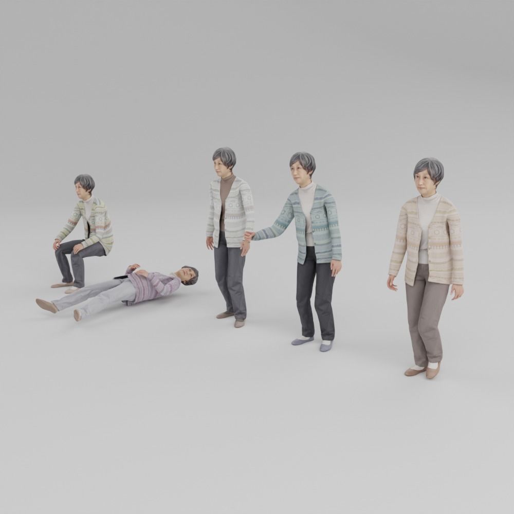 Asian old woman 200 Uta Low-poly 3D model_6