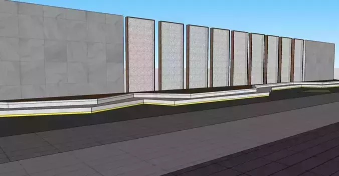 Modern boundary wall design 3D model
