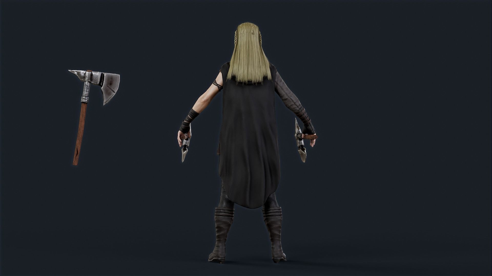 Viking 5 woman Berserker A pose Low-poly character Low-poly 3D model_9