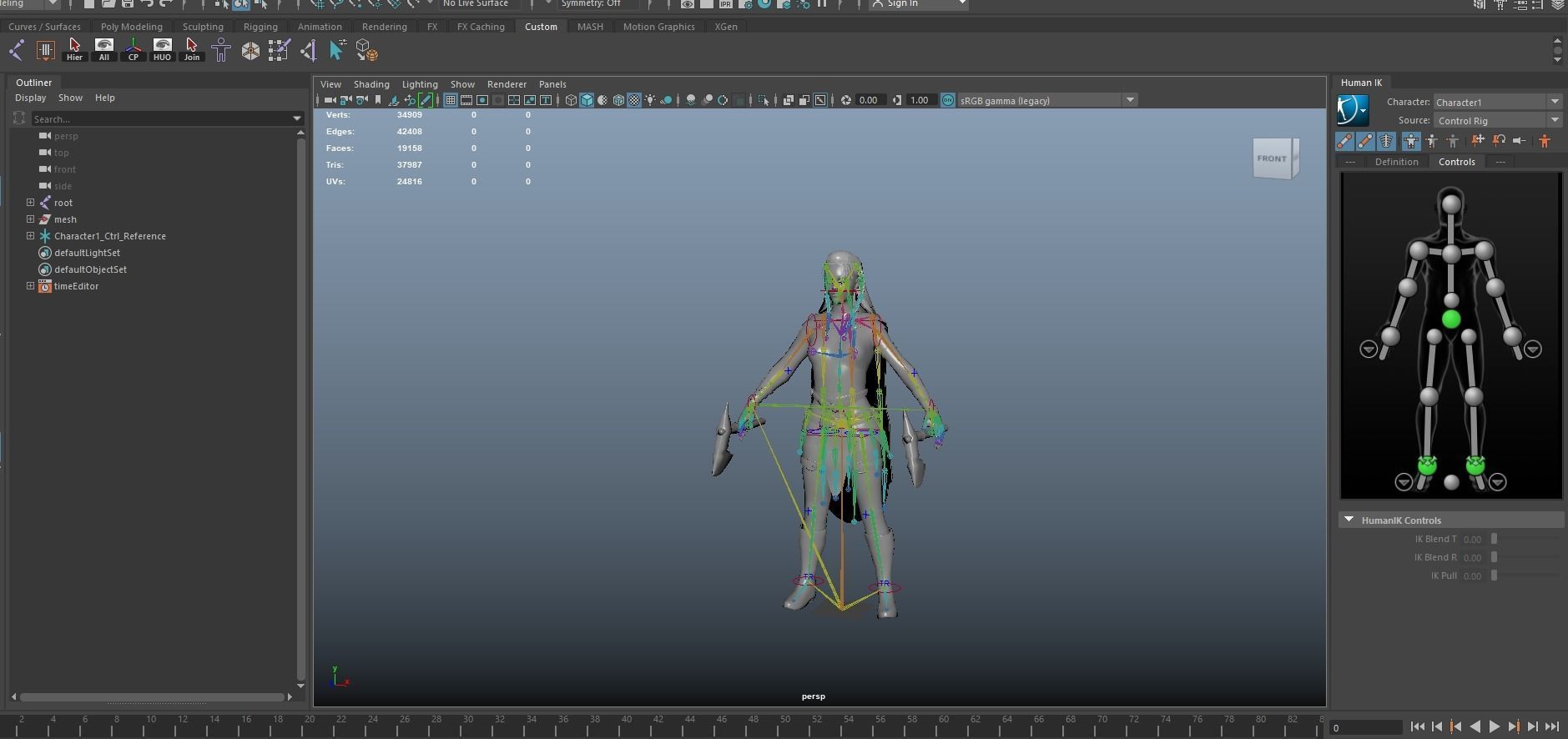 Viking 5 woman Berserker A pose Low-poly character Low-poly 3D model_21