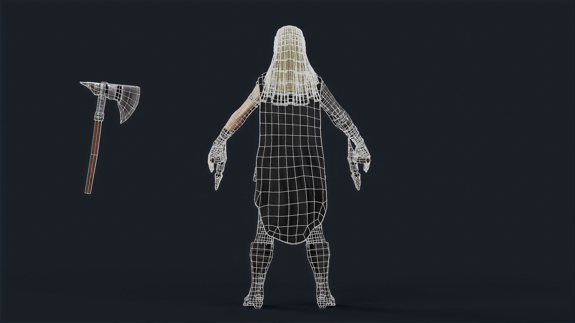 Viking 5 woman Berserker A pose Low-poly character Low-poly 3D model_14