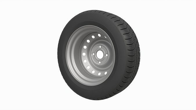 Car trailer wheel with tire 3D model 2
