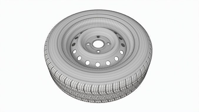 Car trailer wheel with tire 3D model 6
