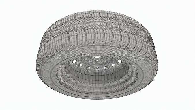 Car trailer wheel with tire 3D model 7