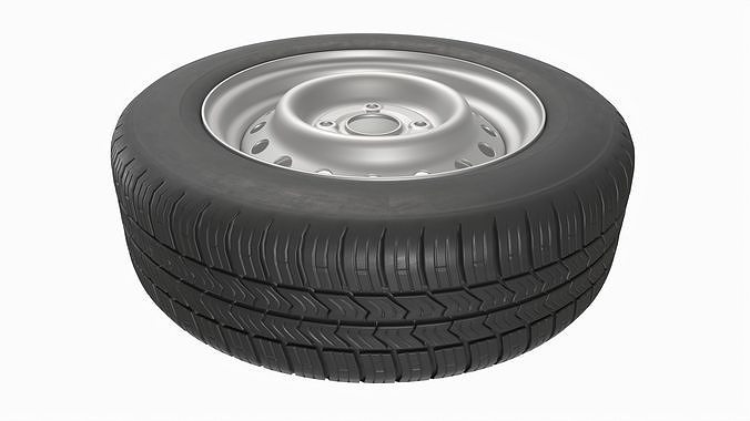 Car trailer wheel with tire 3D model 3