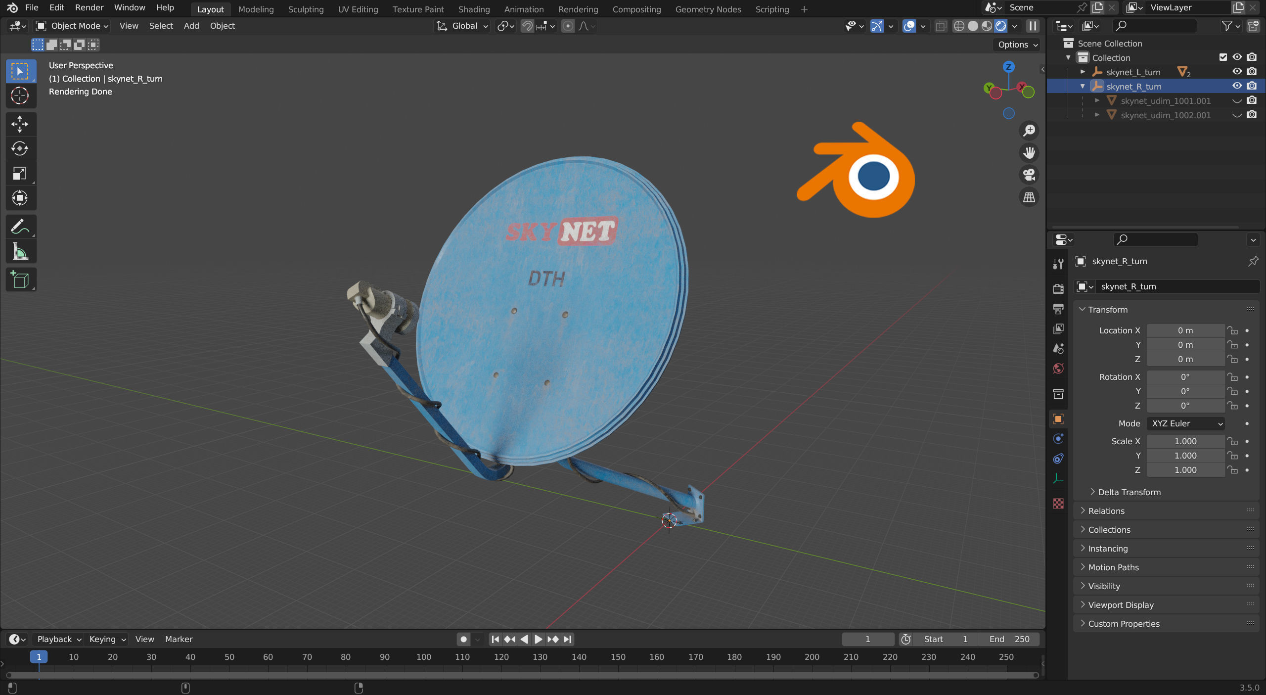 Skynet-Satellite Low-poly 3D model_7