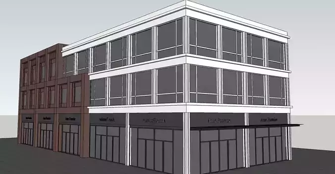 MOdern generic retail  building 3d model