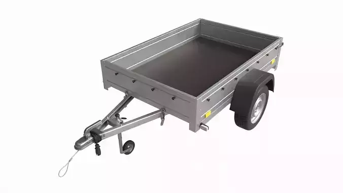 Single axle car trailer with jockey wheel 3D model