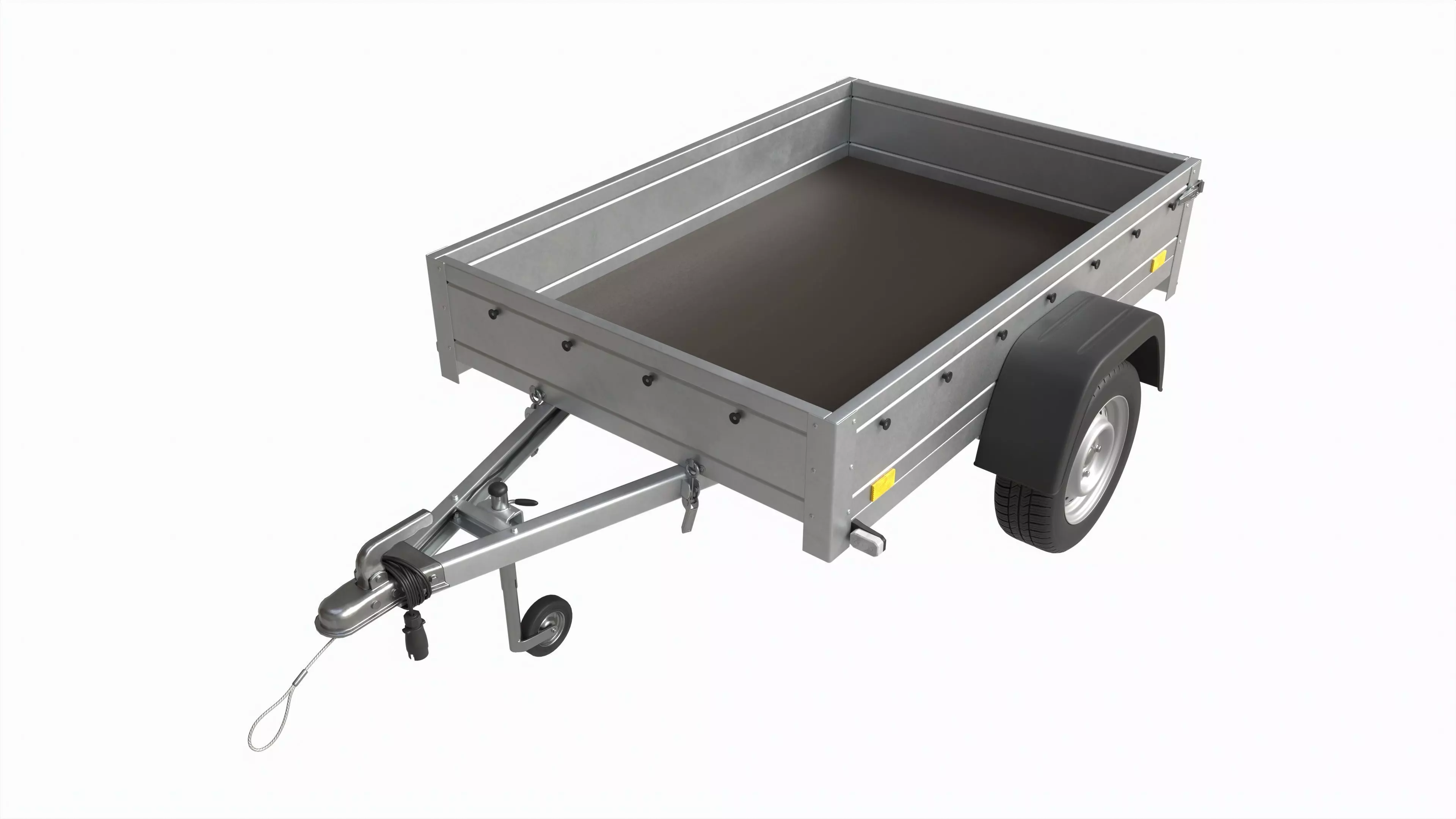 Single axle car trailer with jockey wheel 3D model_0