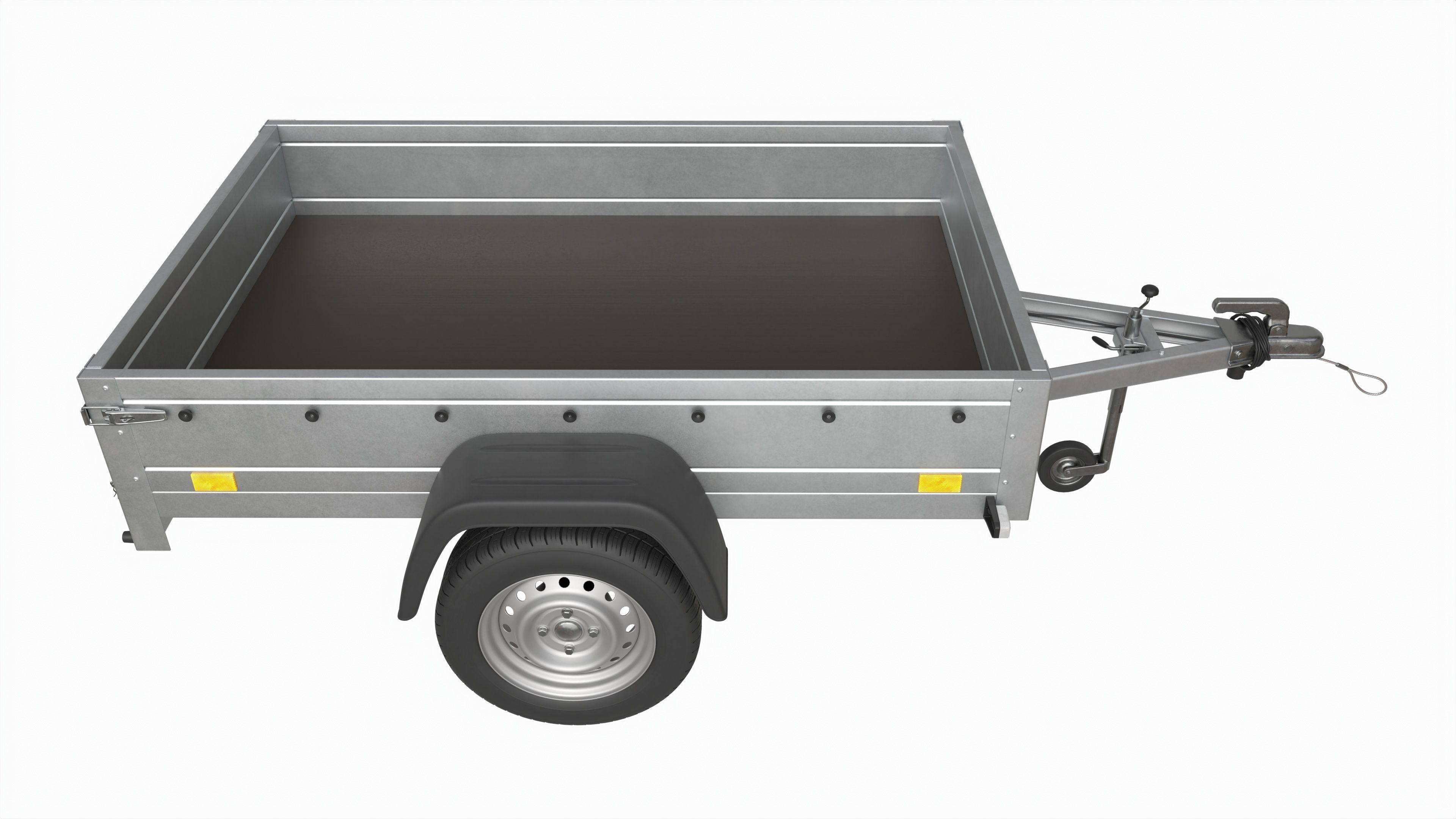 Single axle car trailer with jockey wheel 3D model_2
