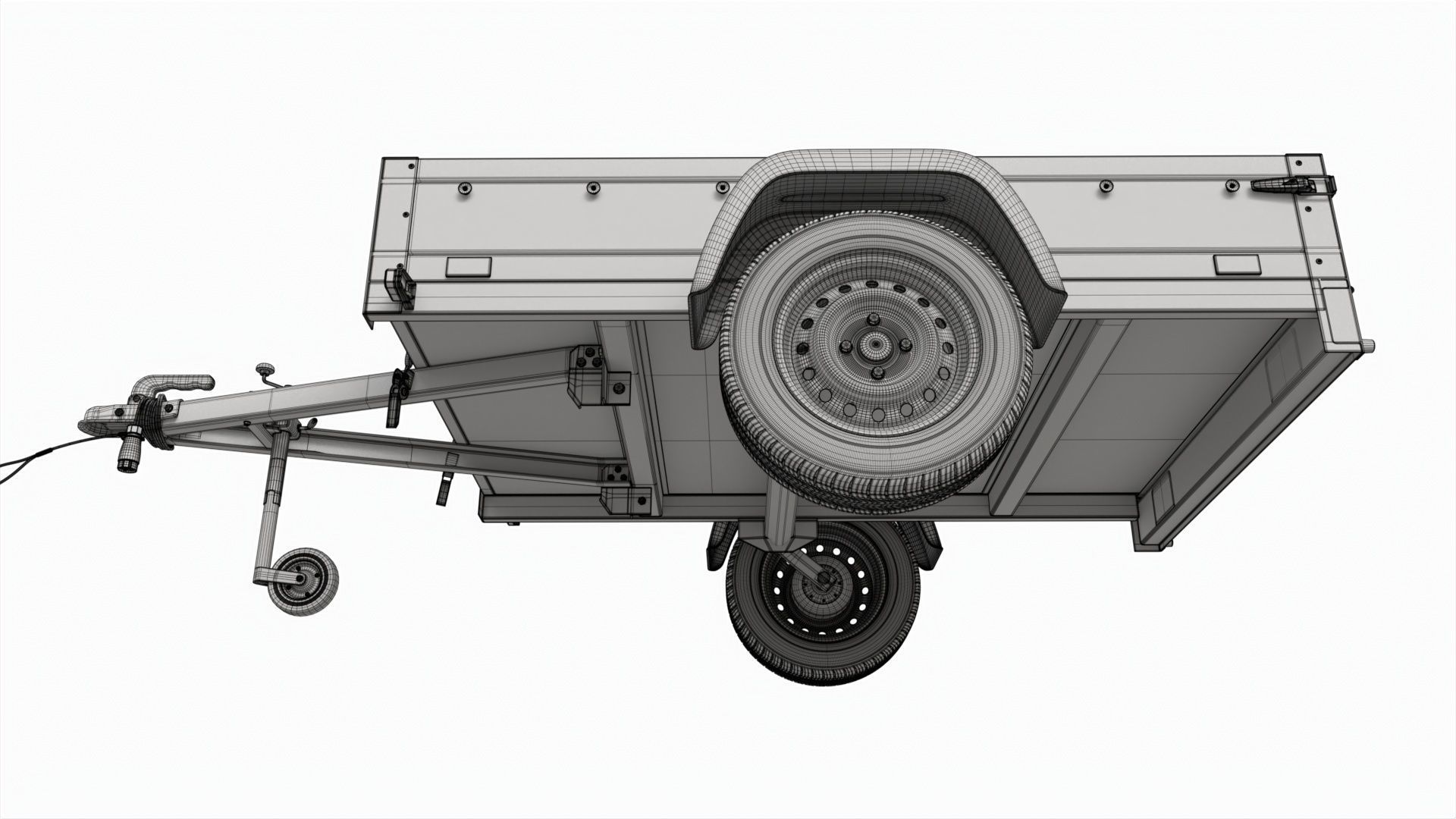 Single axle car trailer with jockey wheel 3D model_12
