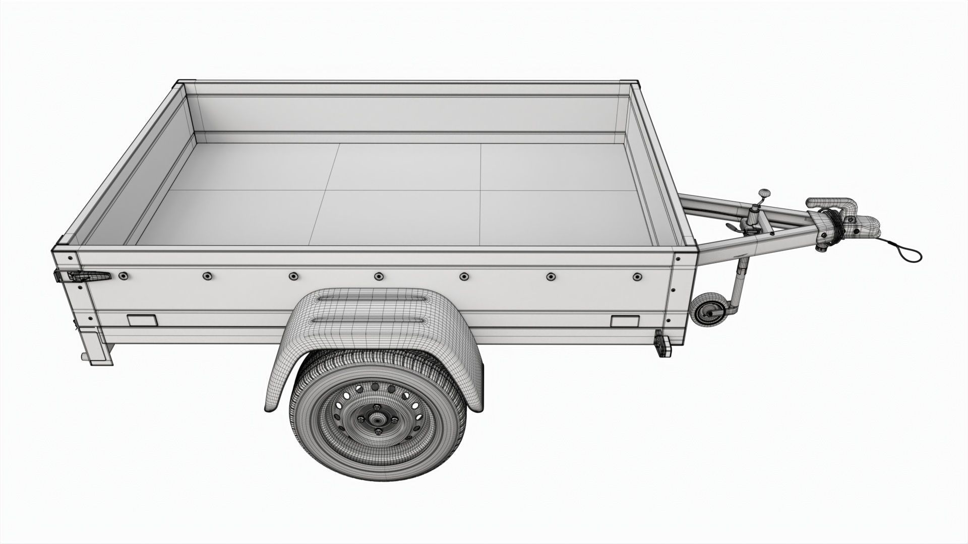 Single axle car trailer with jockey wheel 3D model_11