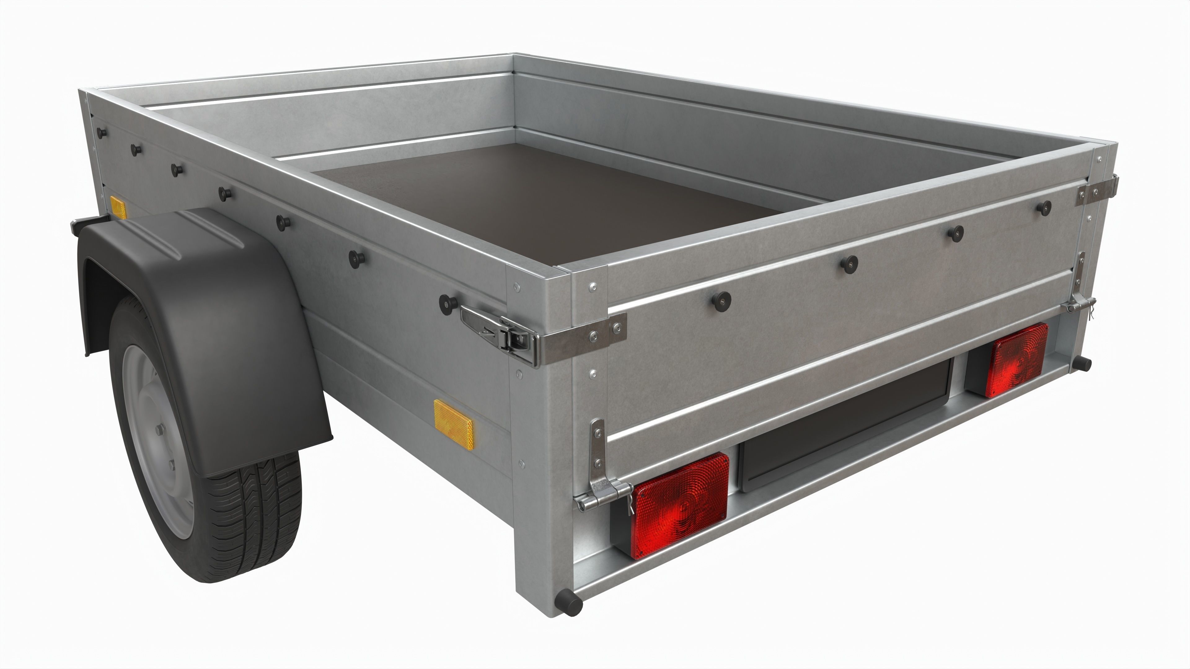 Single axle car trailer with jockey wheel 3D model_3