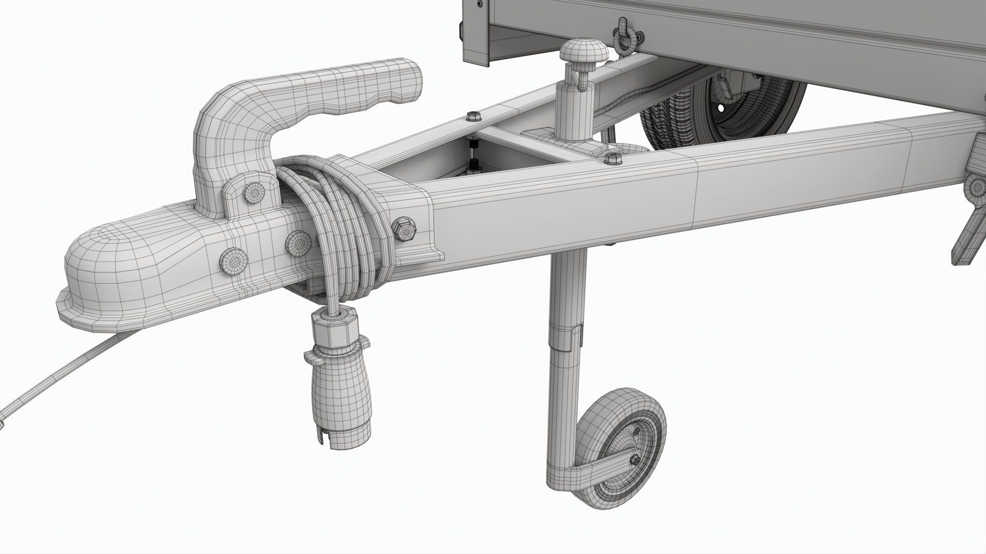 Single axle car trailer with jockey wheel 3D model_13